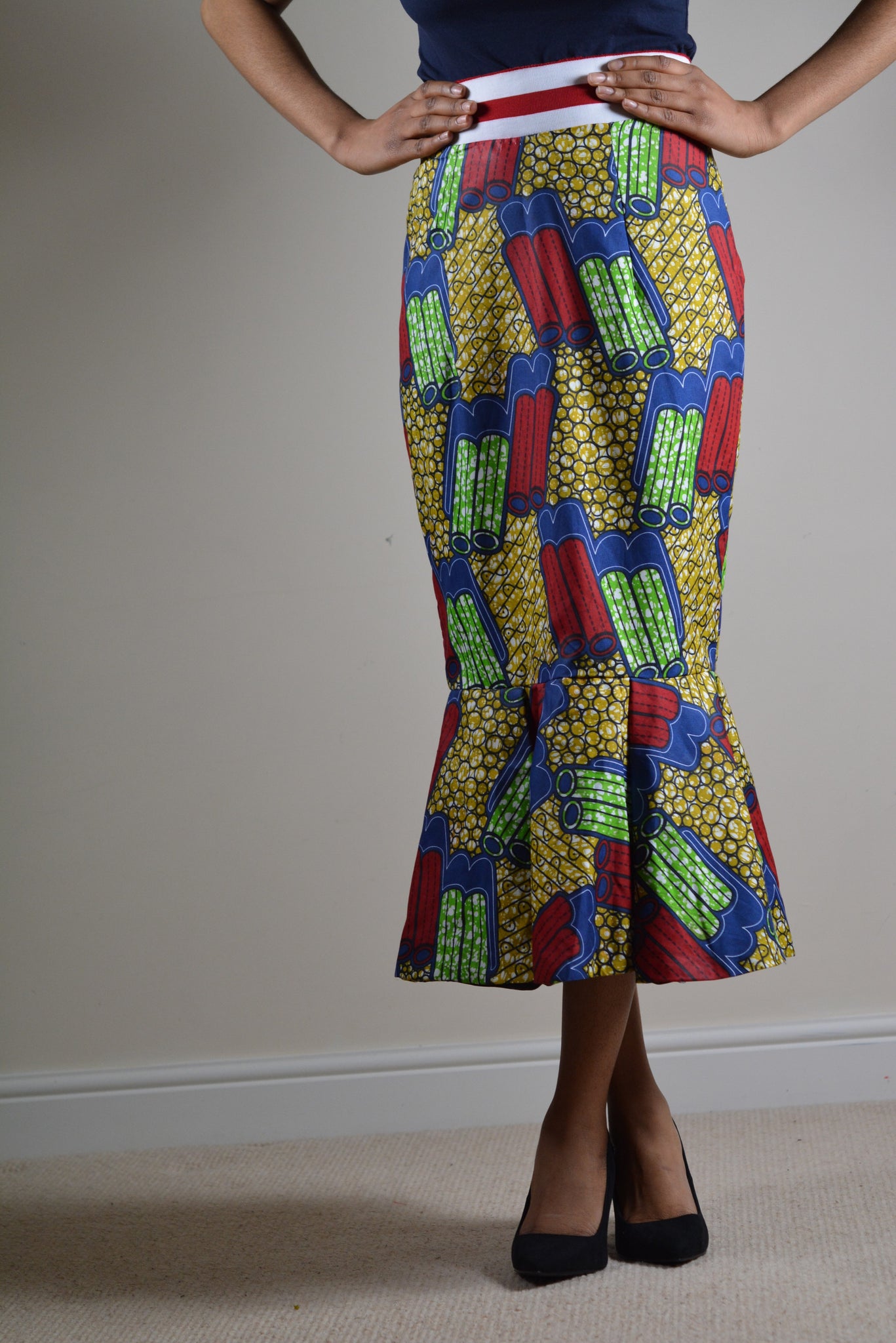 Collection Of High Waist Ankara Pencil Skirt For Women - Fashion